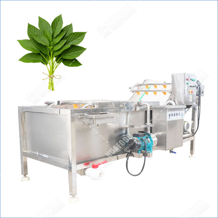 Lavatrice industriale con foglie di iuta per verdure a foglia
