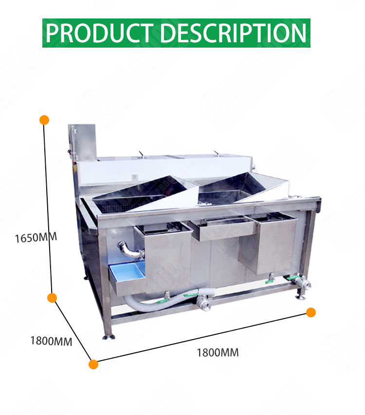 Automatic restaurant vegetable washer with double trough washing machine - Fruit and vegetable washing machine - 1