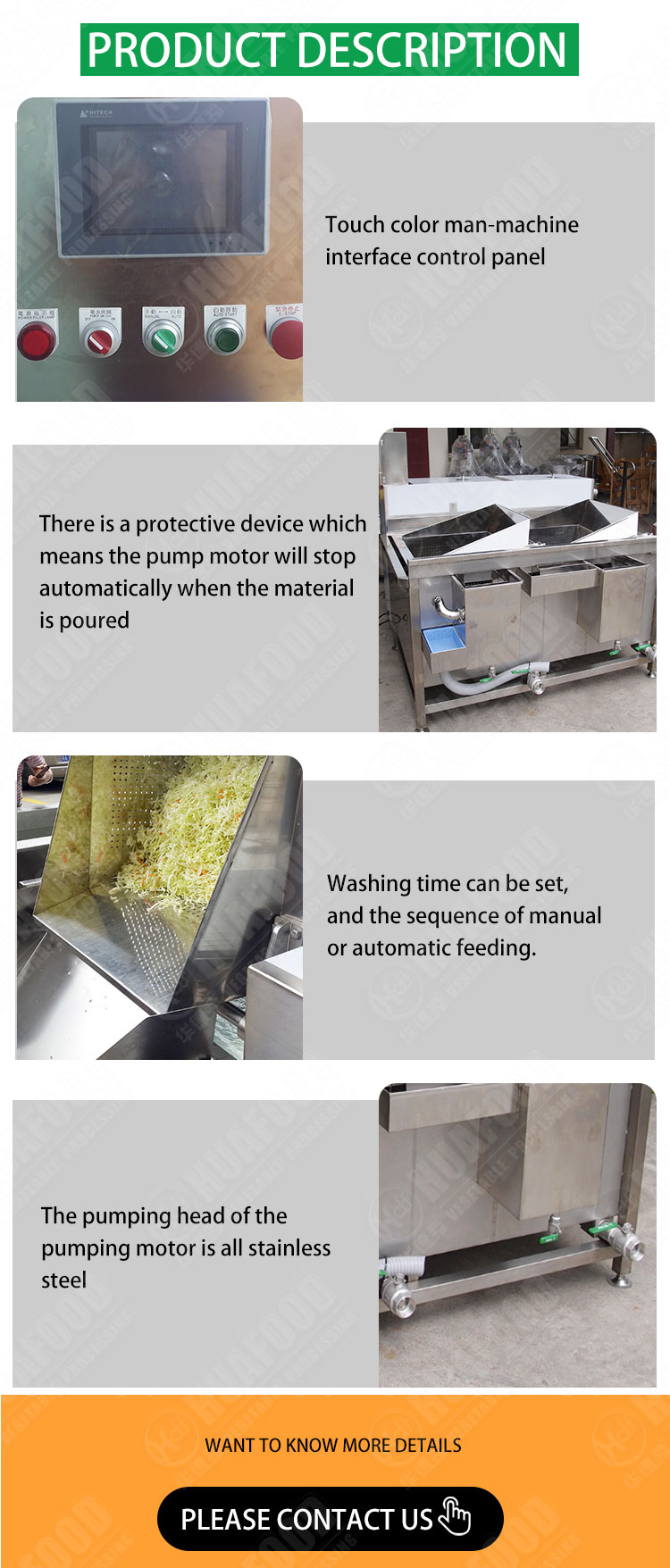 Automatic restaurant vegetable washer with double trough washing machine - Fruit and vegetable washing machine - 2