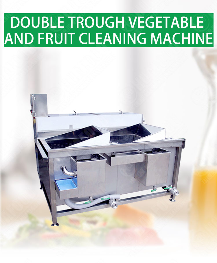 Automatic restaurant vegetable washer with double trough washing machine - Fruit and vegetable washing machine - 1